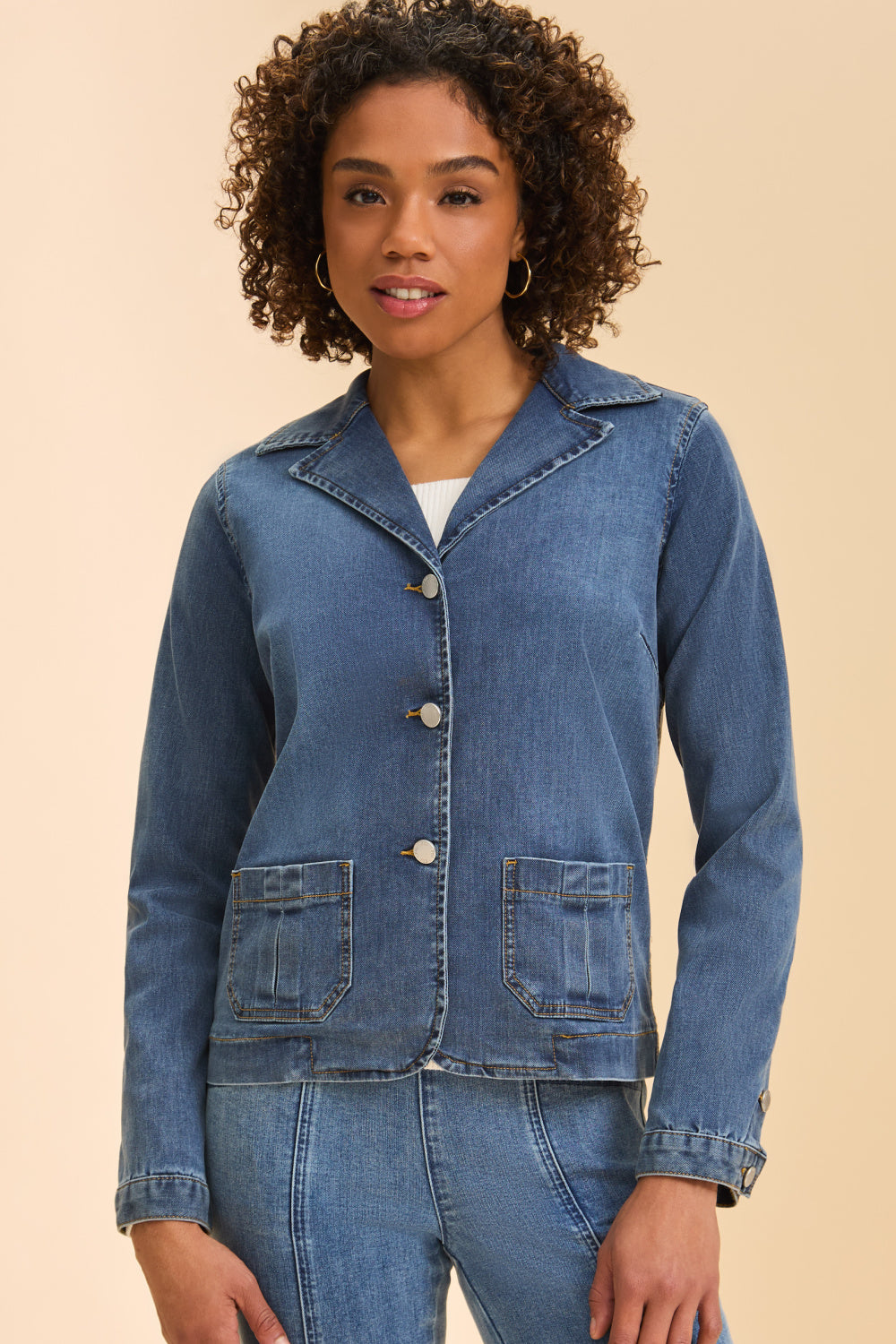 Denim Blazer Jacket Medium Wash