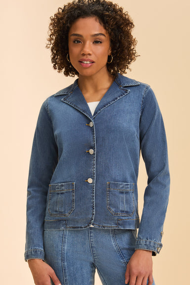 Denim Blazer Jacket Medium Wash