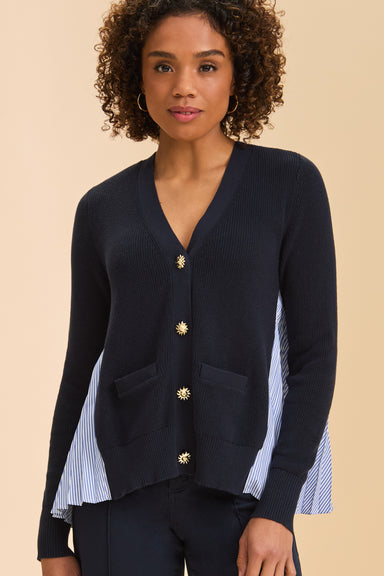 Mixed Media Navy Cardigan