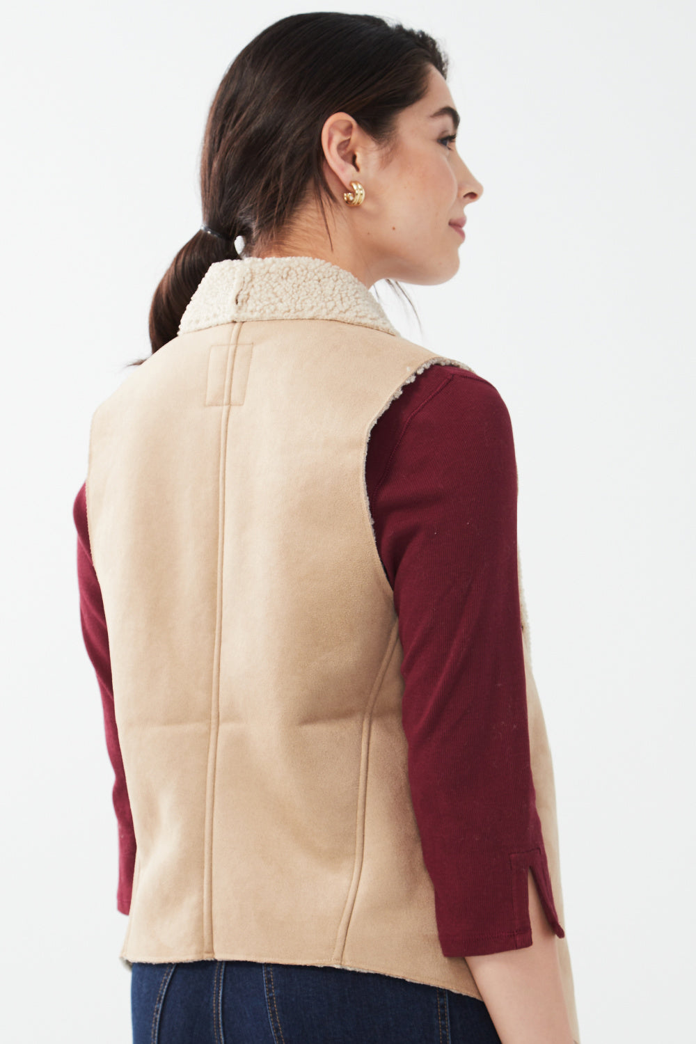 Faux suede sherpa vest best sale