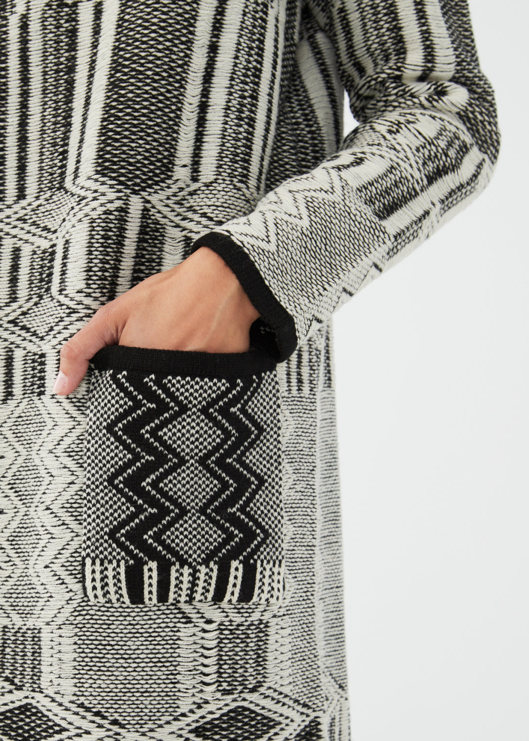 Black & Ivory Jacquard Cardigan