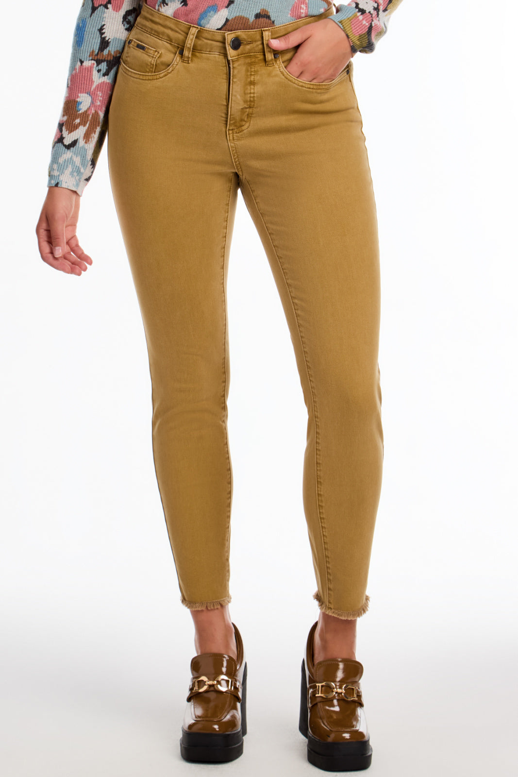 Olivia Golden Khaki Slim Ankle Jeans