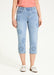 Pull On Embroidered Denim Capri Jeans
