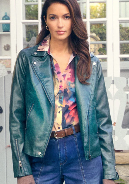 Spruce Faux Leather Moto Jacket