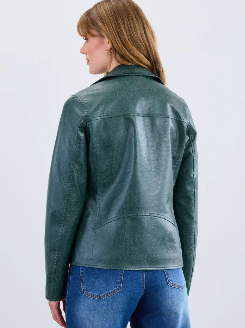 Spruce Faux Leather Moto Jacket