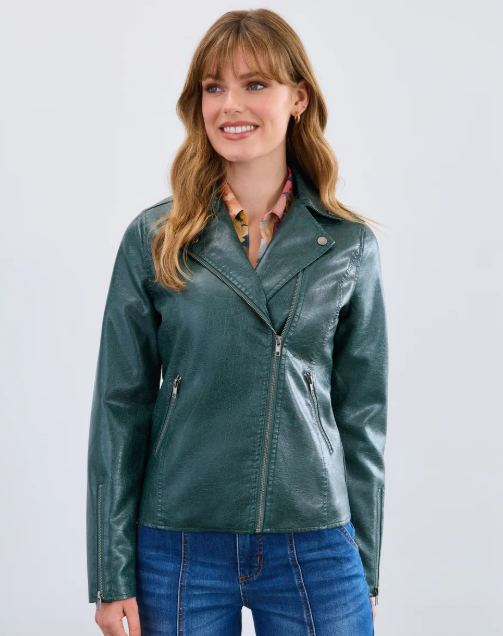 Spruce Faux Leather Moto Jacket