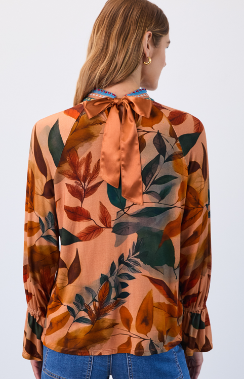 Floral Print Back Bow Top