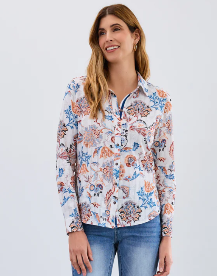Cotton Jacquard Paisley Print Shirt