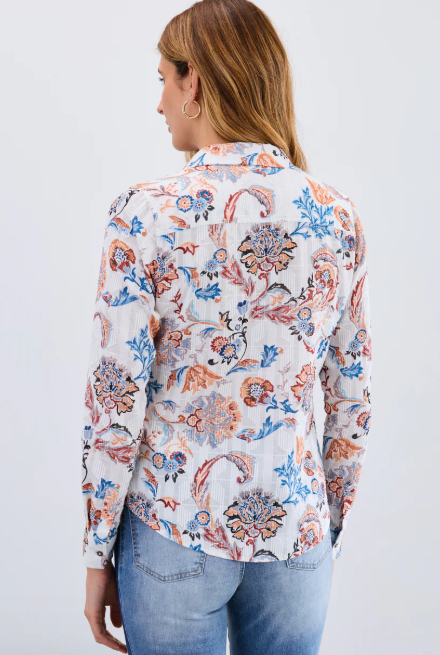 Cotton Jacquard Paisley Print Shirt