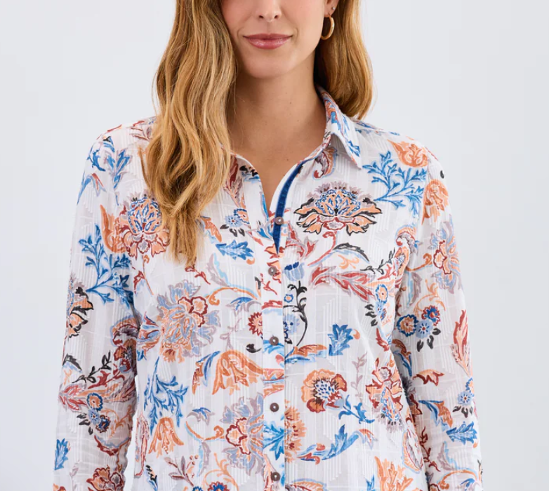 Cotton Jacquard Paisley Print Shirt