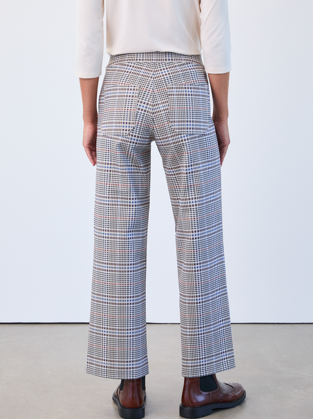 Plaid Wide Leg Ponte Crop Pant
