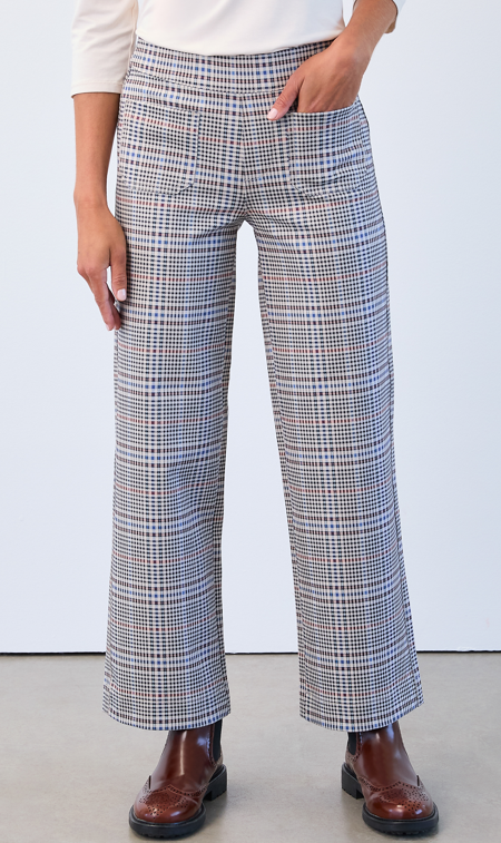 Plaid Wide Leg Ponte Crop Pant