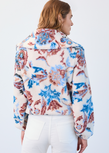 1/2 Zip Creme Damask Sherpa Popover Jacket