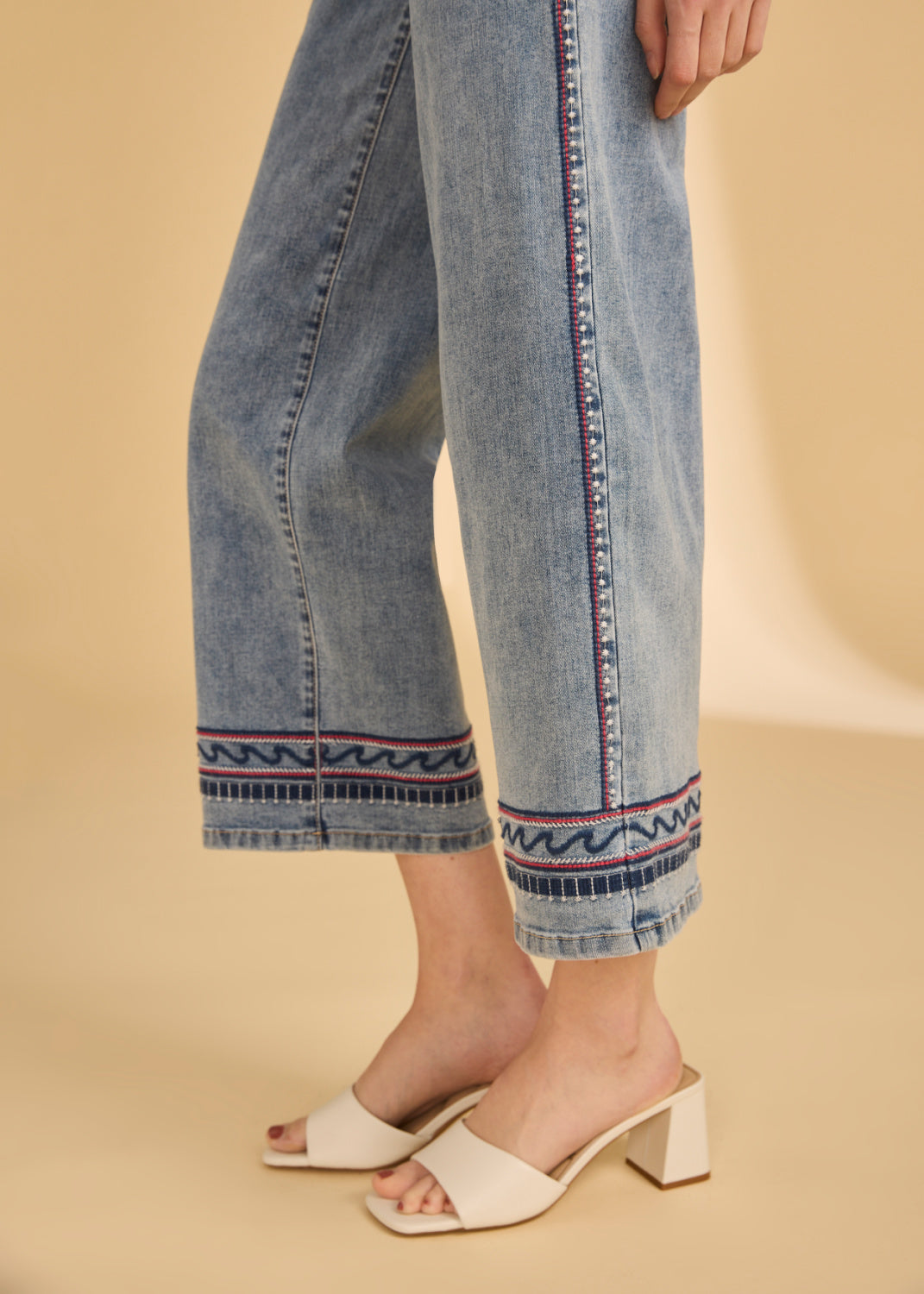 Red, White, & Blue Embroidered Jeans