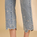 Embroidered Hem Light Wash Crop Jeans