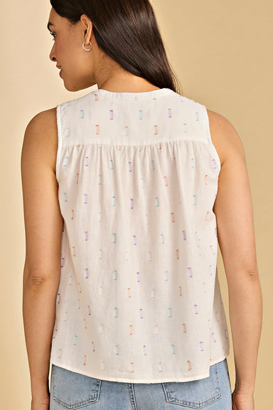White Sleeveless V-Neck Blouse