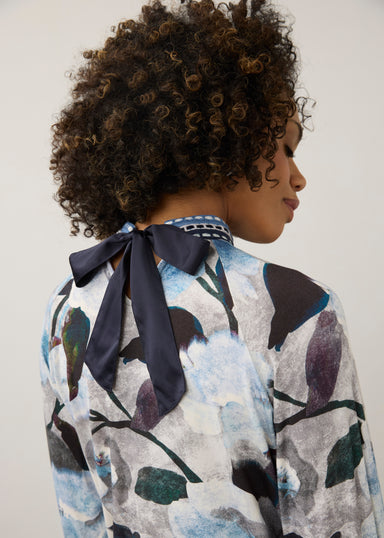 FDJ Bow Back Floral Top | Embroidered Collar | Artist Print | Viscose Jersey