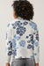 FDJ Indigo Floral Mock Neck Sweater | Jacquard Knit | 23" Length
