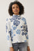 FDJ Indigo Floral Mock Neck Sweater | Jacquard Knit | 23" Length