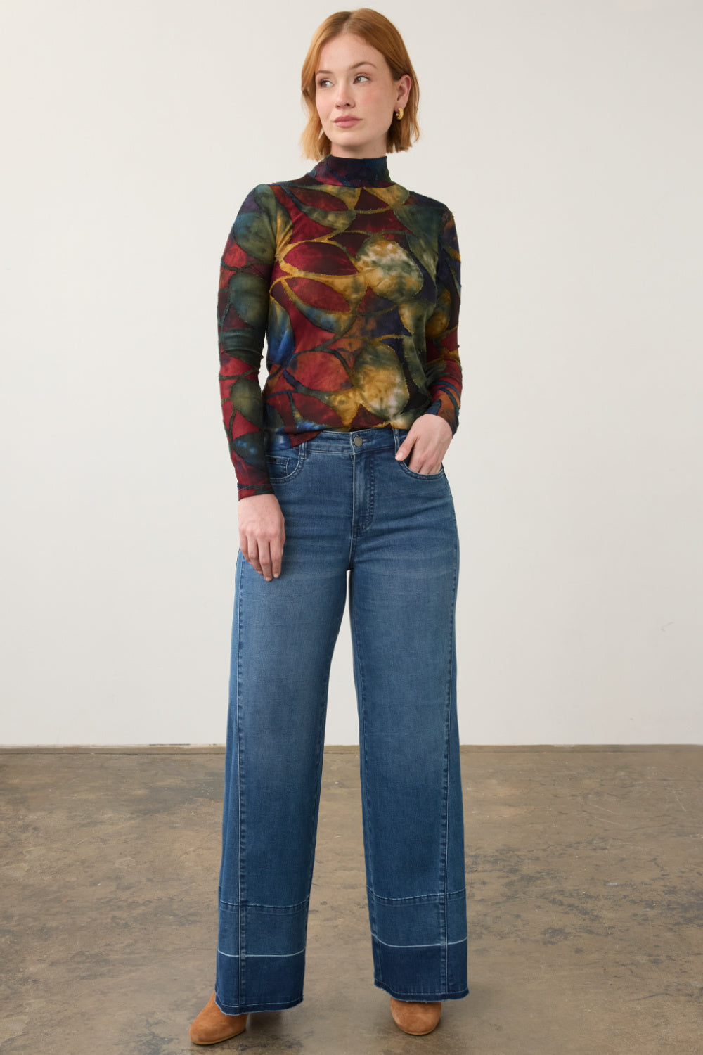 FDJ Suzanne High Rise Wide Leg Jean — Medium Wash | Panel Seam Detail | 31" Inseam