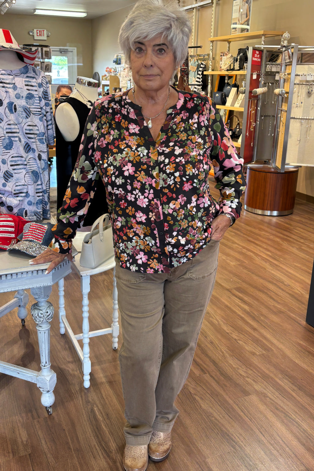 Pumpkin Floral Print Shirt