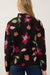 FDJ Vibrant Floral Mock Neck Sweater — Black | Jacquard Knit | 23" Length