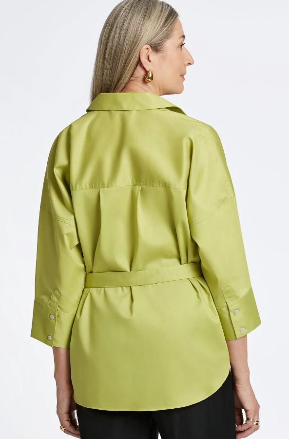 Chartreuse Avery Stretch Matte Sateen Blouse