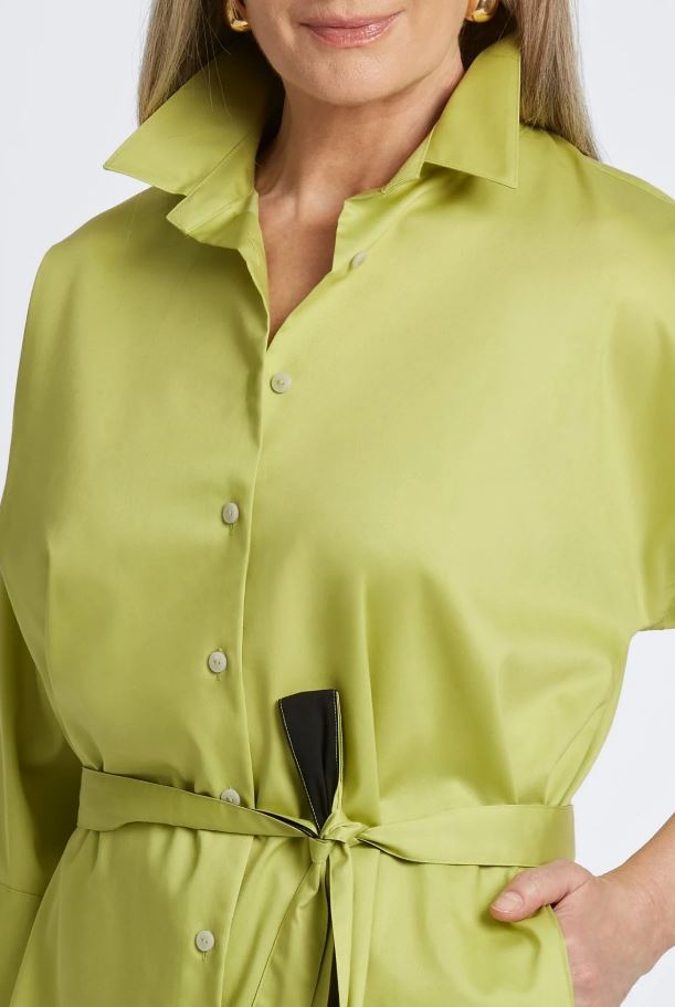 Chartreuse Avery Stretch Matte Sateen Blouse