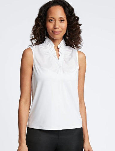 Tammy White Ruffle Collar Layering Tank