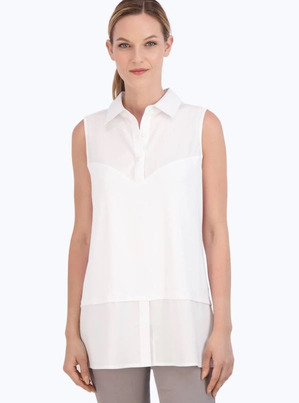 Sasha White Sleeveless Layering Tunic