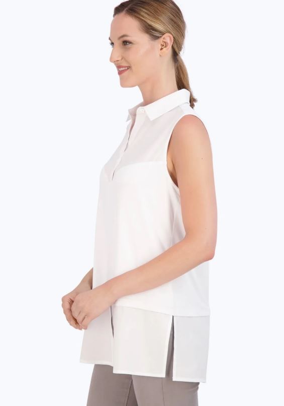 Sasha White Sleeveless Layering Tunic