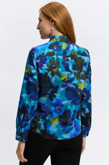 June Blue Painterly Floral Blouse