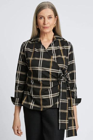 Black & Gold Plaid Salina Blouse