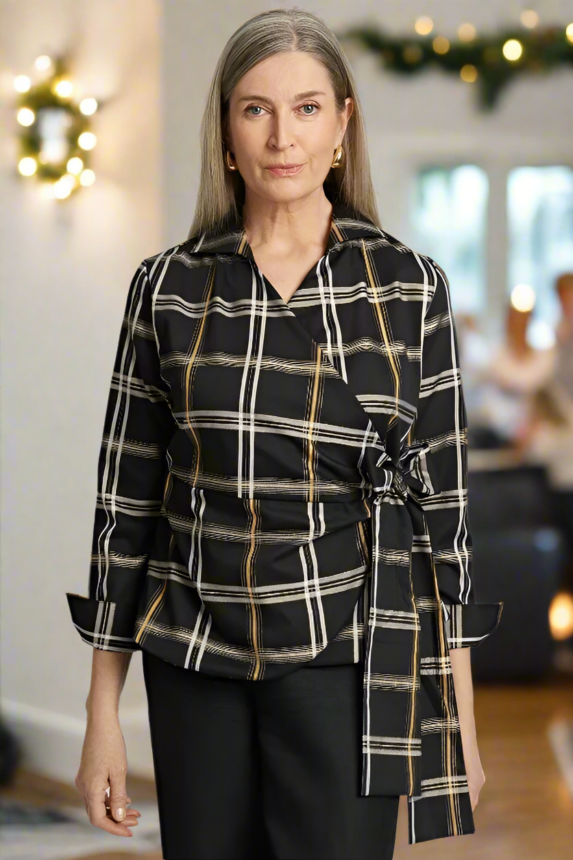 Black & Gold Plaid Salina Blouse