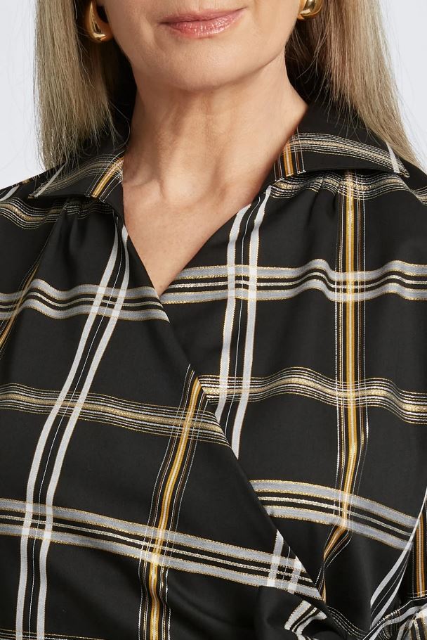 Black & Gold Plaid Salina Blouse