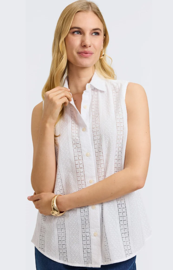 Ada Cotton Eyelet Sleeveless Shirt