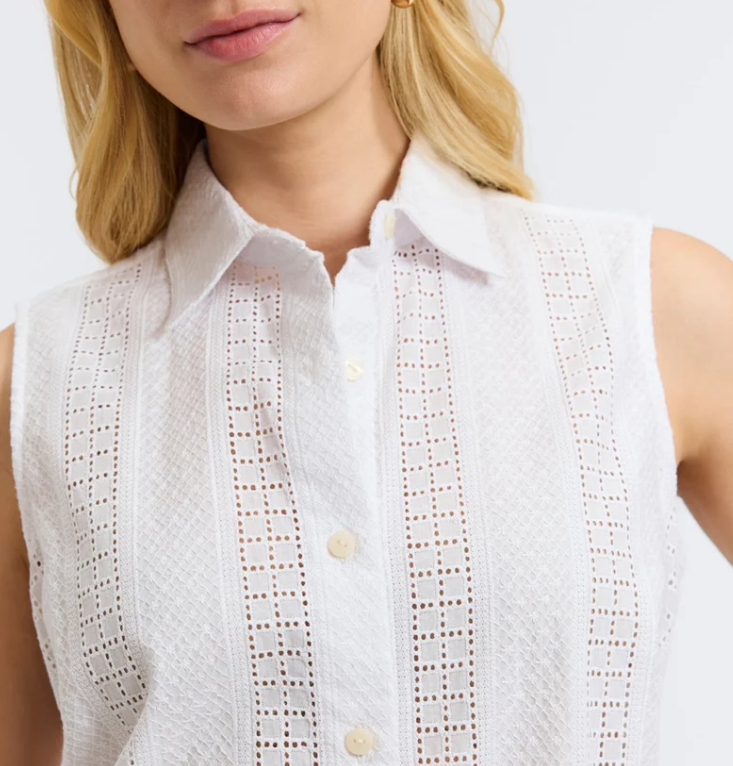 Ada Cotton Eyelet Sleeveless Shirt