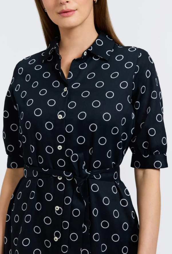 Black & White Midi Length Shirt Dress