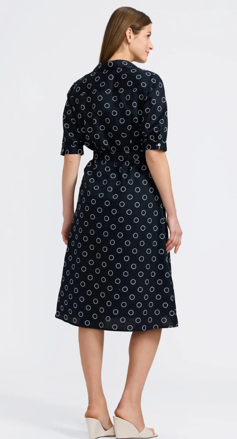 Black & White Midi Length Shirt Dress