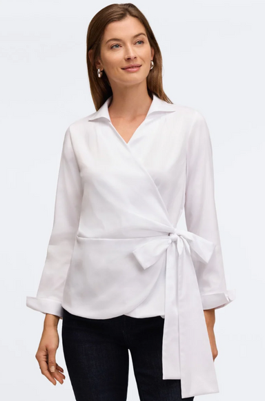 White Salina Stretch Matte Sateen Shirt