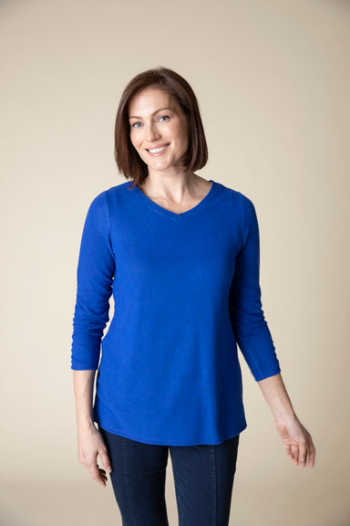 Sapphire V-neck Fleece Top