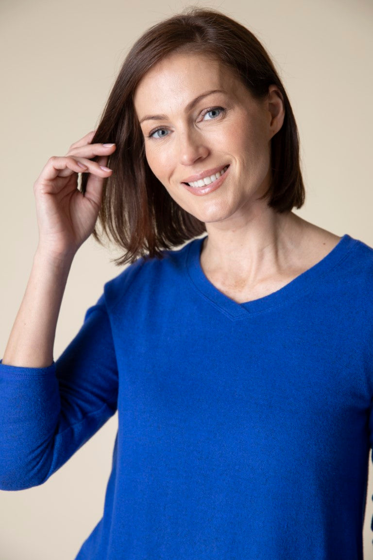 Sapphire V-neck Fleece Top