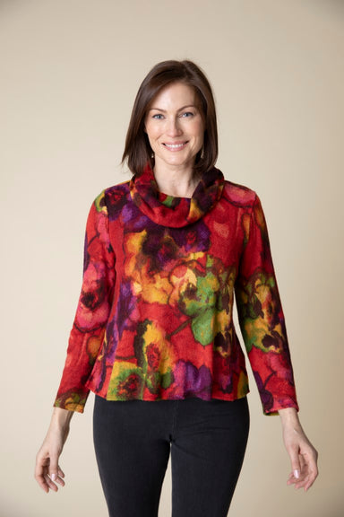 Apple Floral Print Cowl Sweater