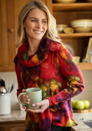 Apple Floral Print Cowl Sweater