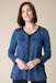 Cobalt Leaf Print Contrast Trim Tunic