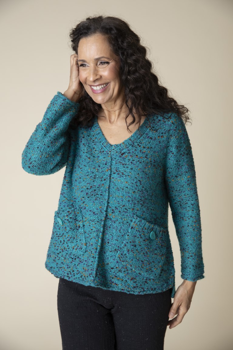 Teal Confetti V-neck Sweater