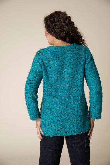 Teal Confetti V-neck Sweater