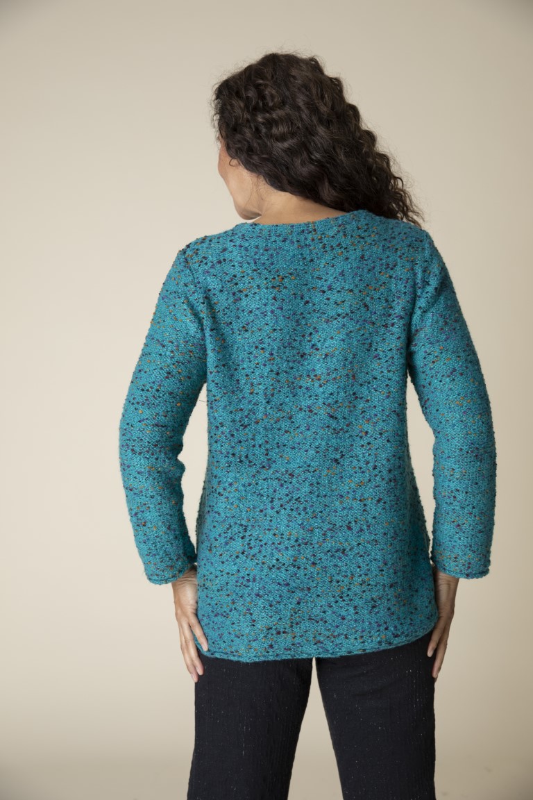 Teal Confetti V-neck Sweater