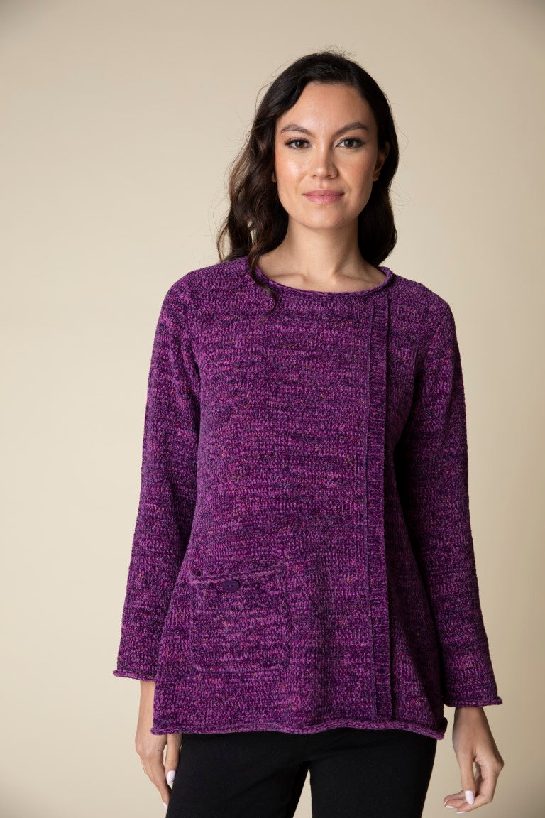 Purple Tweedy Chenille Tunic Sweater