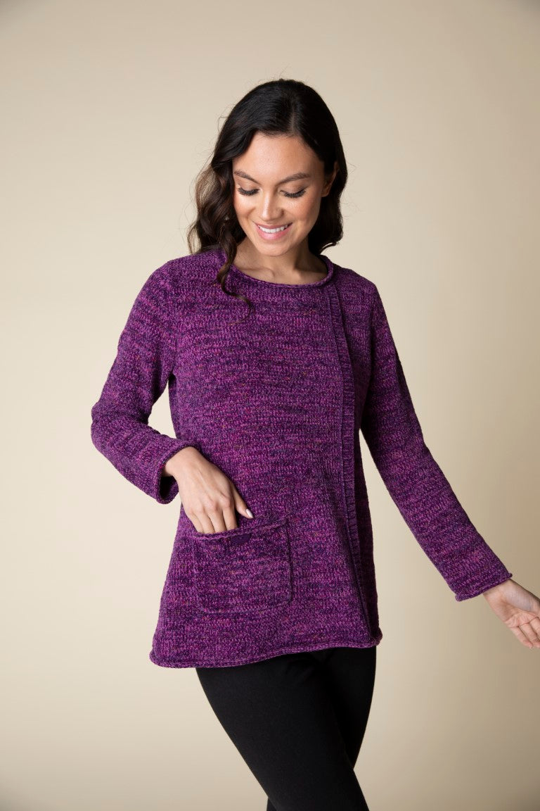 Purple Tweedy Chenille Tunic Sweater